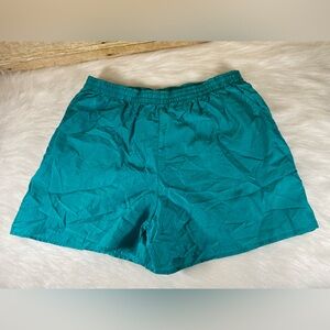 Vintage 80s The Body Co Teal Nylon Activewear Shorts Women's Size M